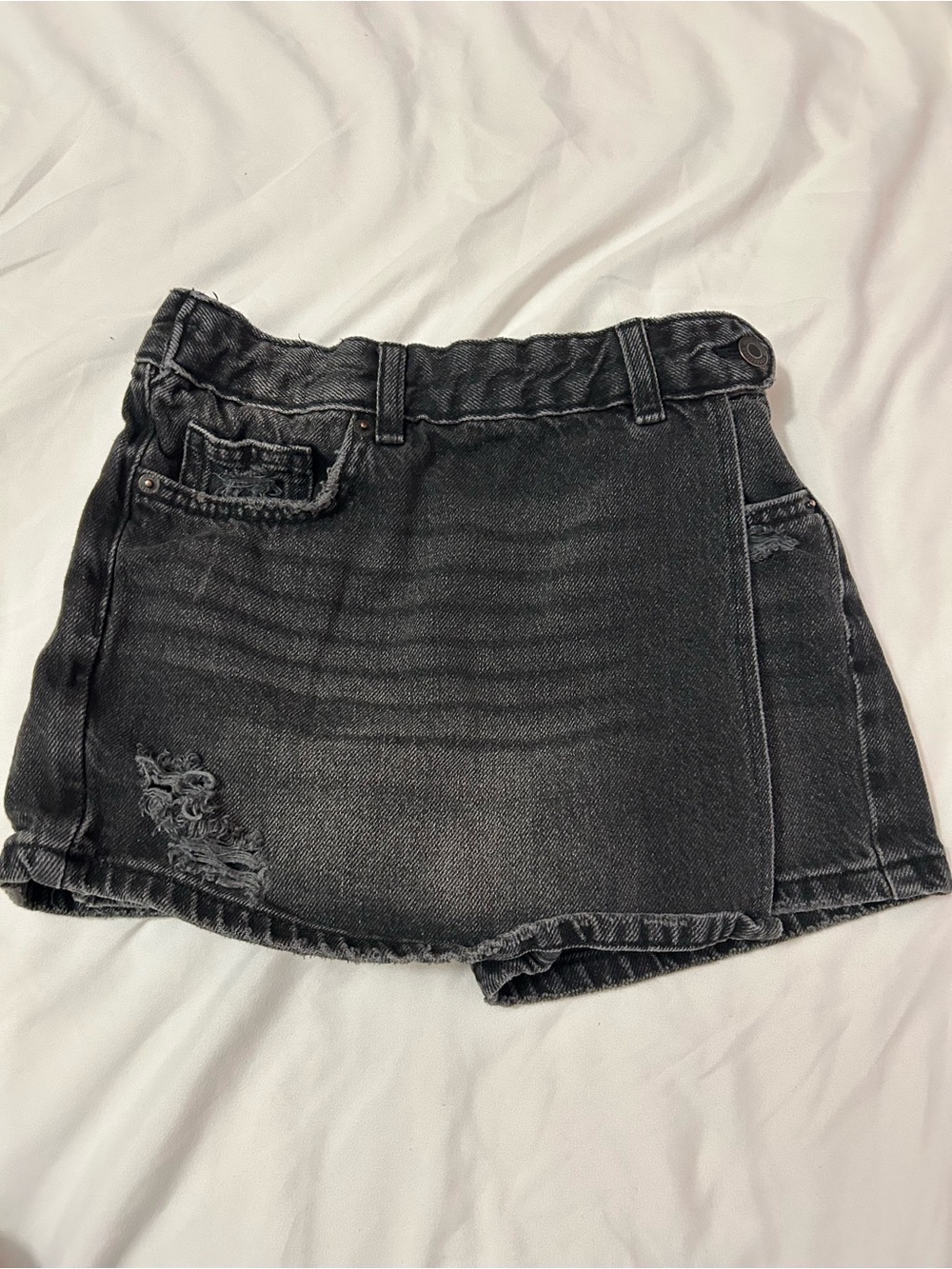 Zara Black Washed Denim Skort